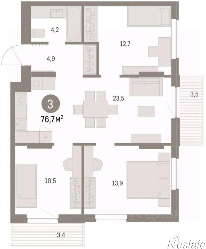 3-комн квартира в новом доме ул Куйбышева, 143,  д. 143