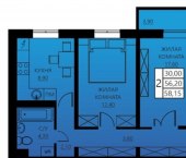 2-комн, 56кв м, этаж 5/8 ул Гашкова, 56 3