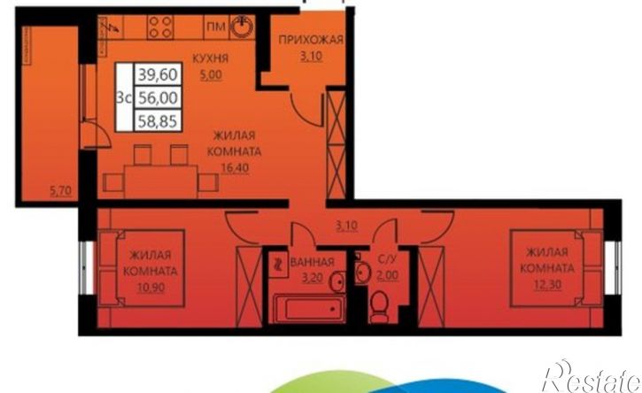 3-комн квартира ул Гашкова, 56 1,  д. 56 1,  к. 1