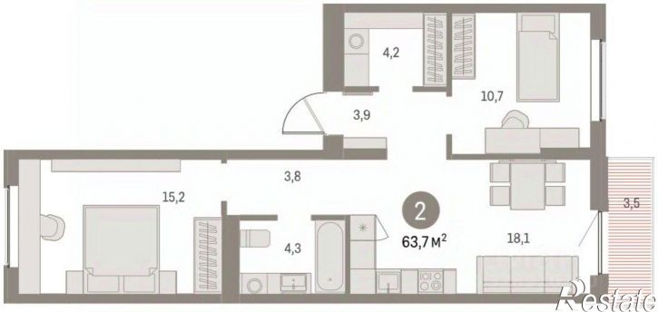2-комн квартира в новом доме ул Куйбышева, 143,  д. 143
