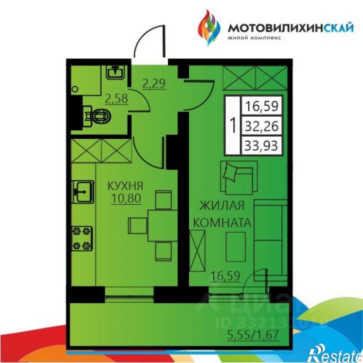 1-комн квартира в новом доме ул Гашкова, 53 3,  д. 53 3,  к. 3