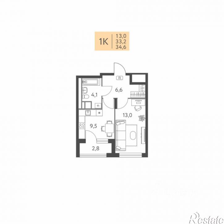 1-комн квартира в новом доме ул Бабушкина, 5,  д. 5