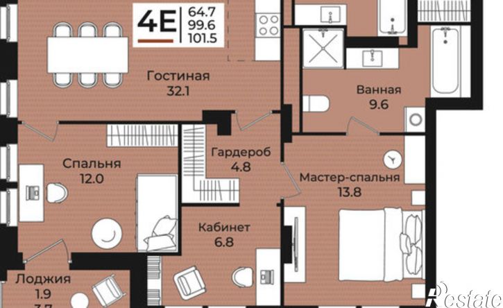4-комн квартира в новом доме ул Екатерининская, 38,  д. 38