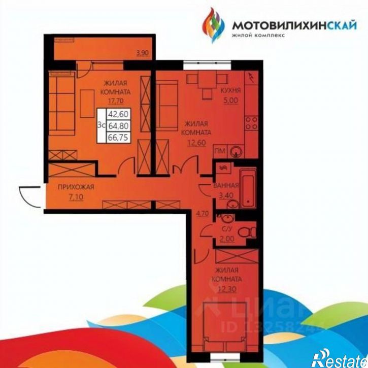3-комн квартира в новом доме ул Гашкова, 56 4,  д. 56 4,  к. 4