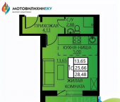 1-комн, 28 кв м, этаж 1/8 ул Гашкова, 55