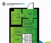 1-комн, 23 кв м, этаж 1/8 ул Гашкова, 55
