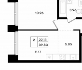 2-комн, 40 кв м, этаж 3/25 ул Барамзиной, 62