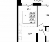 2-комн, 37 кв м, этаж 2/25 ул Барамзиной, 62