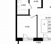 2-комн, 42 кв м, этаж 2/25 ул Барамзиной, 62