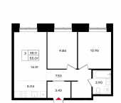 3-комн, 54 кв м, этаж 4/25 ул Барамзиной, 62