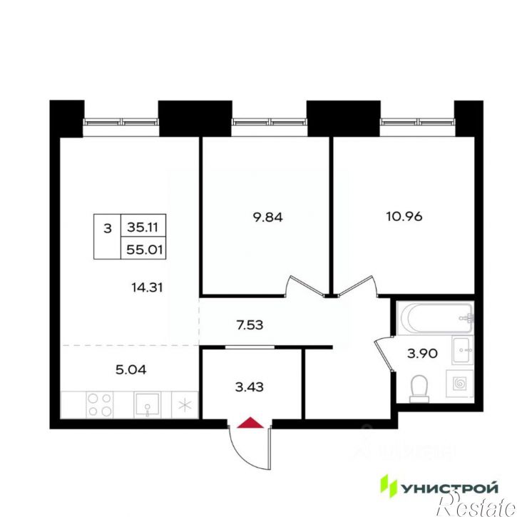 3-комн квартира в новом доме ул Барамзиной, 62,  д. 62