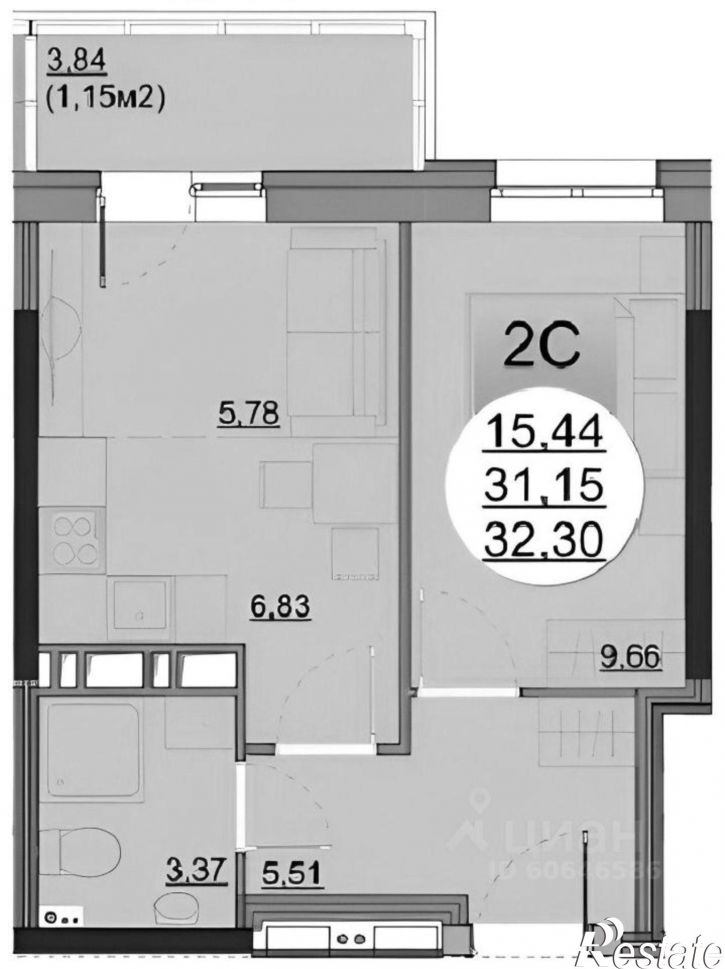 1-комн квартира ул Краснополянская, 34,  д. 34