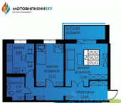 2-комн, 59 кв м, этаж 3/8 ул Гашкова, 55