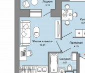 1-комн, 34 кв м, этаж 3/16 ул Дзержинского, 35б
