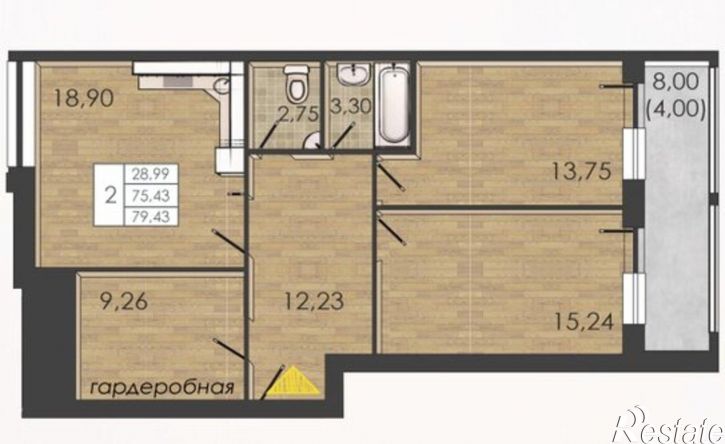 2-комн квартира улица Борцов Революции, 1Ак7