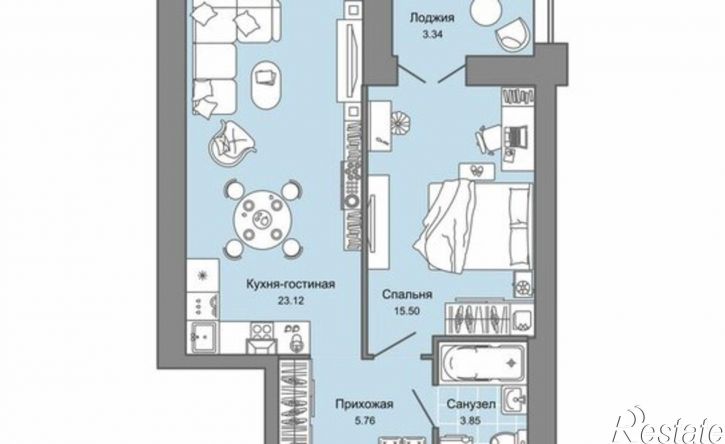 1-комн квартира в новом доме ул Дзержинского, 35б,  д. 35б