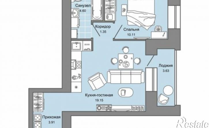 1-комн квартира в новом доме ул Дзержинского, 35б,  д. 35б