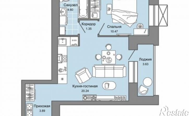 1-комн квартира в новом доме ул Дзержинского, 35б,  д. 35б