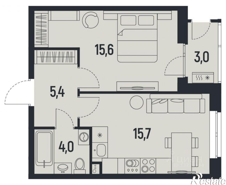 1-комн квартира в новом доме ул Советской Армии, 93,  д. 93