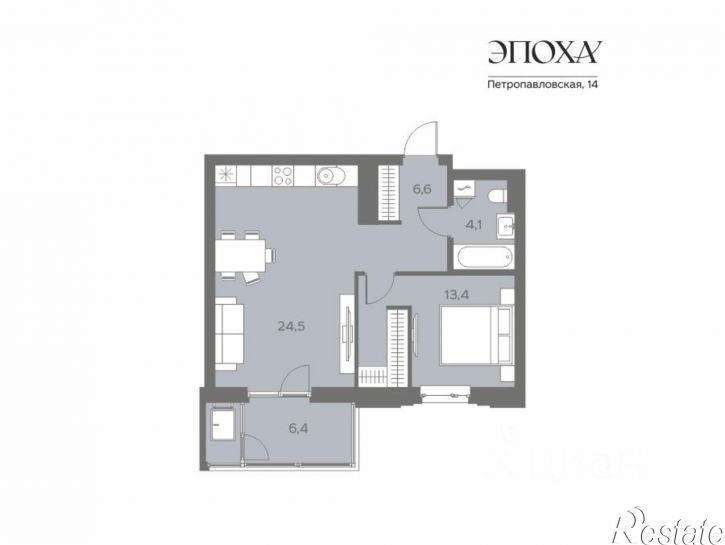 1-комн квартира в новом доме ул Петропавловская, 14,  д. 14