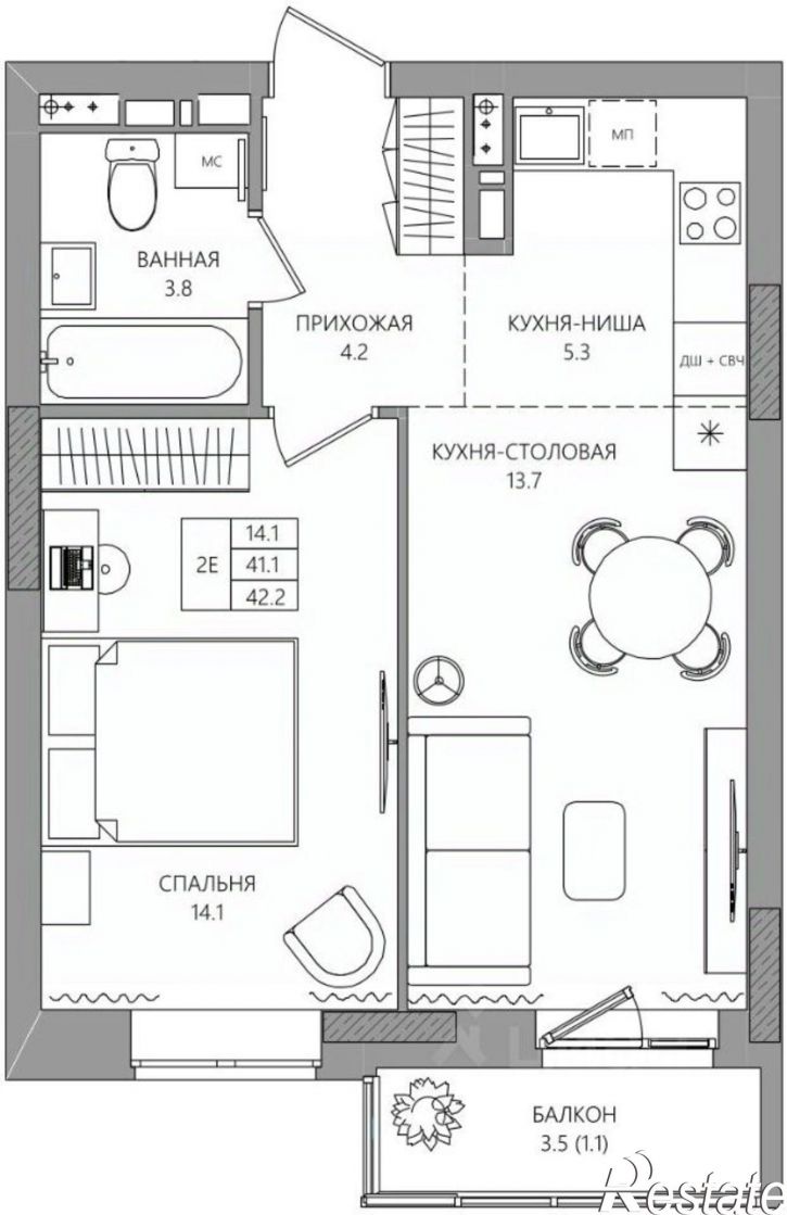 2-комн квартира в новом доме ул Комиссара Пожарского, 11/5,  д. 11/5