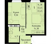 1-комн, 33 кв м, этаж 1/10 ул Таганрогская, 11
