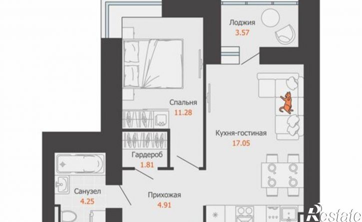 1-комн квартира в новом доме микрорайон Камская Долина, ЖК Пятый элемент