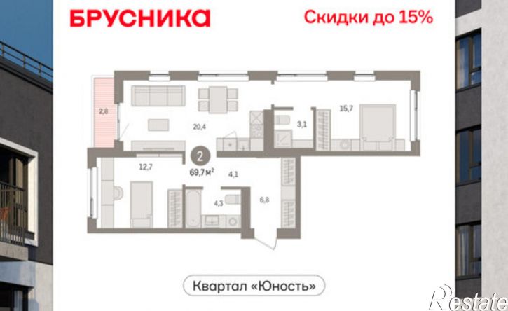 2-комн квартира в новом доме ул Солдатова, 23,  д. 23
