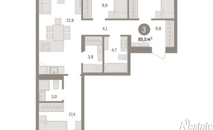 3-комн квартира в новом доме ул Солдатова, 23,  д. 23
