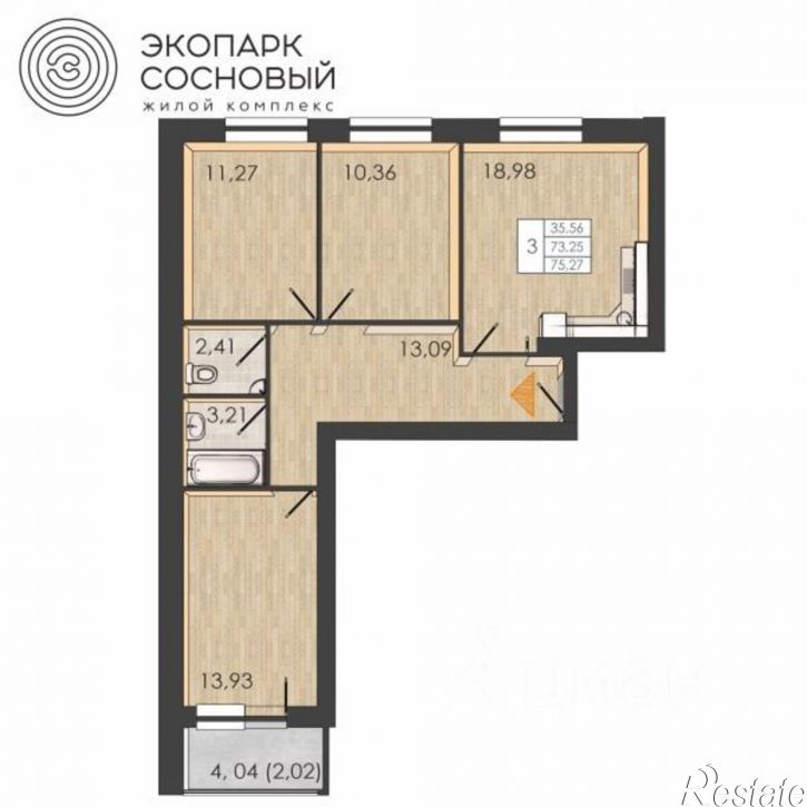 3-комн квартира в новом доме улица Борцов Революции, 1Ак8