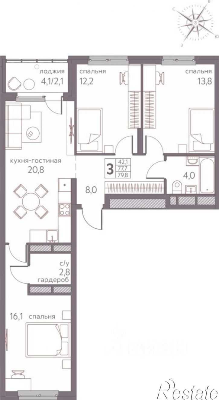 3-комн квартира в новом доме ул Серебристая, 3,  д. 3