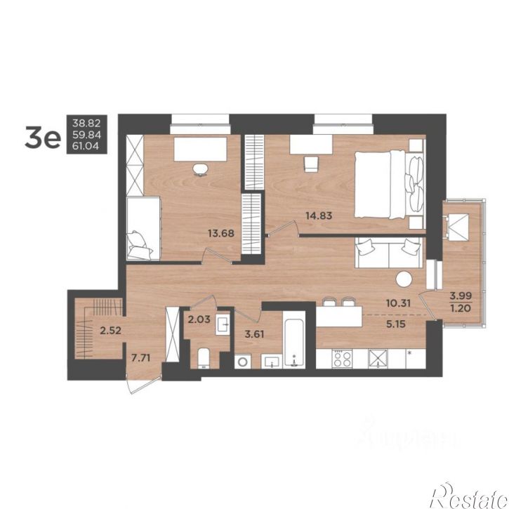 3-комн квартира в новом доме ул Космонавта Леонова, 41 3,  д. 41 3,  к. 3