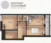 2-комн, 75 кв м, этаж 2/4 ул Лабинская, 21а
