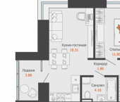 1-комн, 43 кв м, этаж 7/9 улица Спешилова, 86