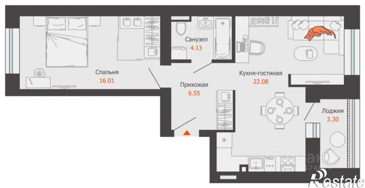 1-комн квартира в новом доме ул Дзержинского, 35б,  д. 35б