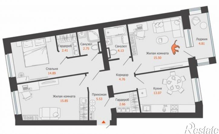 3-комн квартира в новом доме ул Дзержинского, 35б,  д. 35б