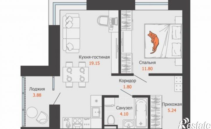 1-комн квартира в новом доме улица Спешилова, 86