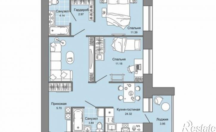 2-комн квартира в новом доме ул Дзержинского, 35б,  д. 35б