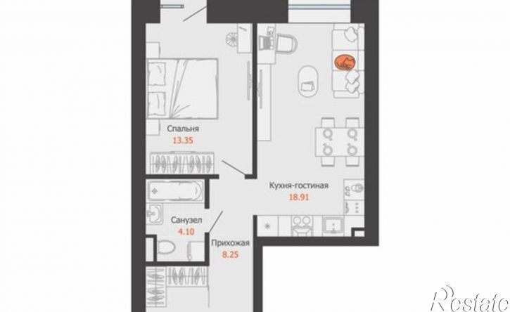 1-комн квартира в новом доме улица Спешилова, 86