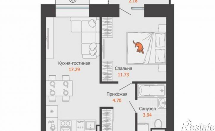 1-комн квартира в новом доме микрорайон Камская Долина, ЖК Пятый элемент