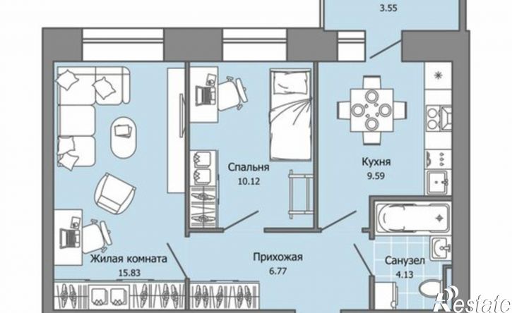 2-комн квартира в новом доме ул Дзержинского, 35б,  д. 35б