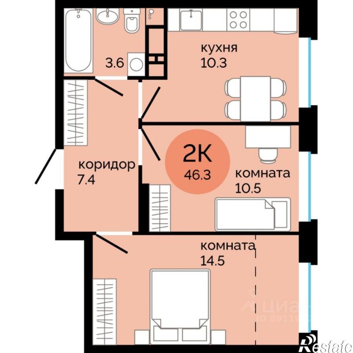 2-комн квартира в новом доме ул Яблочкова, 5 4,  д. 5 4,  к. 4