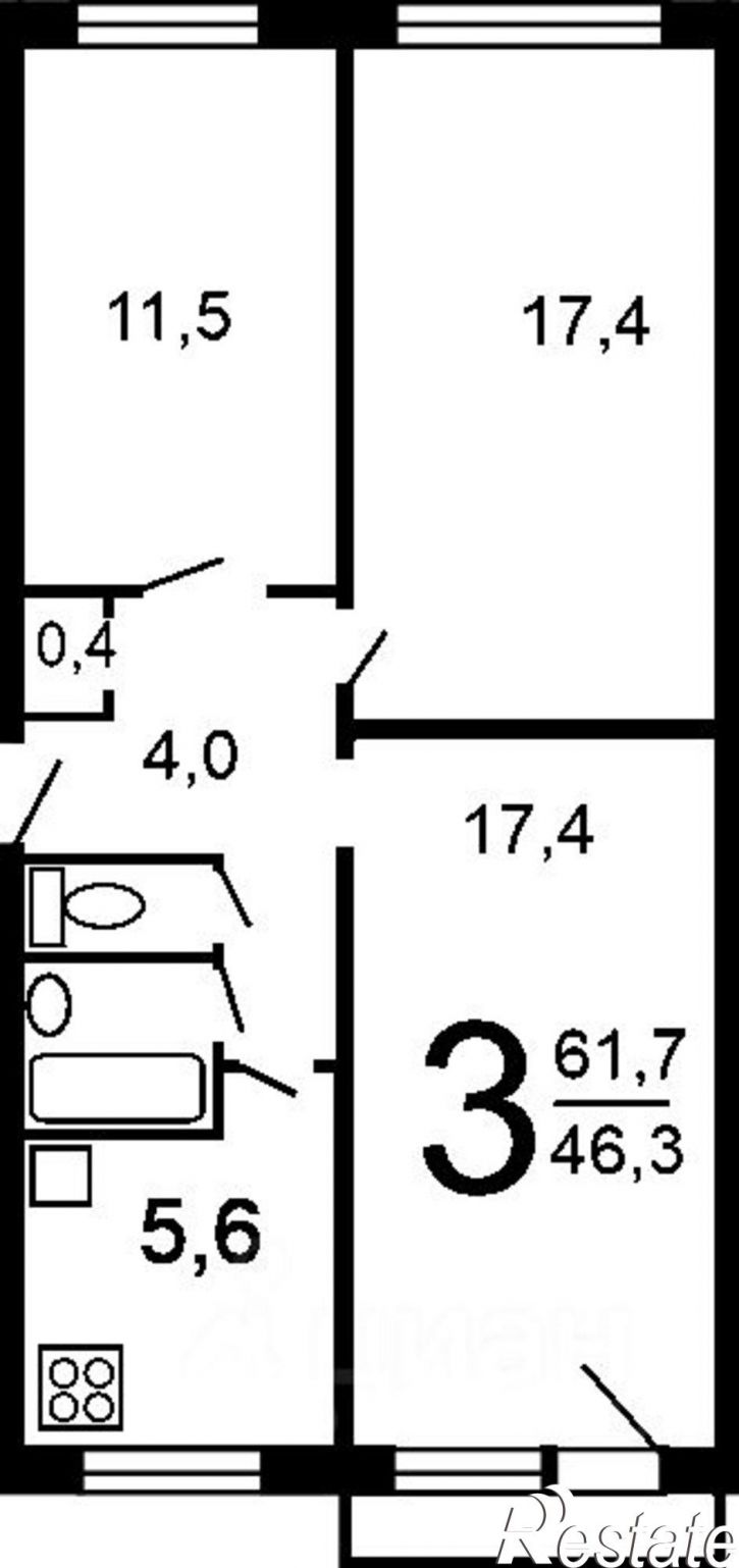 3-комн квартира ул Голева, 1,  д. 1