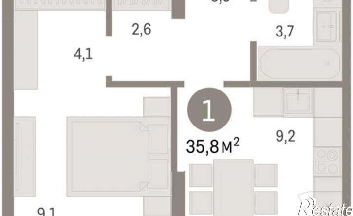 1-комн квартира в новом доме ул Куйбышева, 143,  д. 143