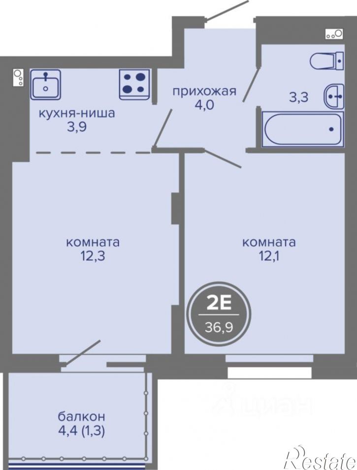 2-комн квартира в новом доме шоссе Космонавтов, 309а 1,  д. 309а 1,  к. 1