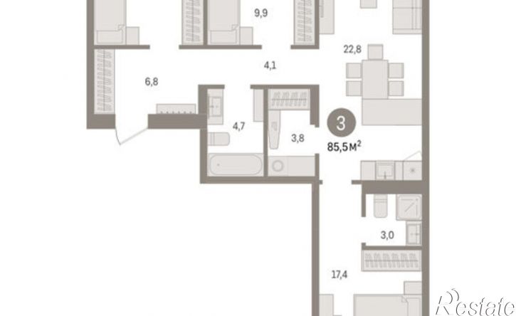 3-комн квартира в новом доме ул Солдатова, 23,  д. 23