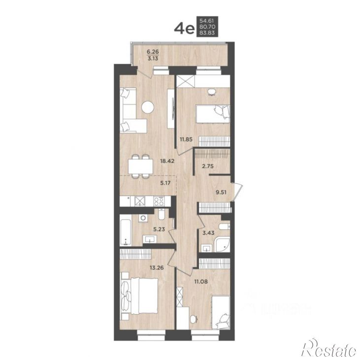 4-комн квартира в новом доме ул Космонавта Леонова, 41 3,  д. 41 3,  к. 3