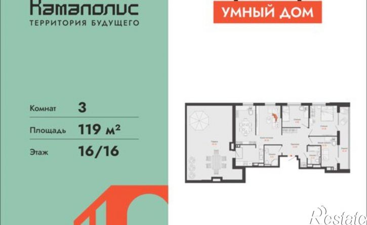 3-комн квартира в новом доме ул Дзержинского, 35б,  д. 35б