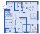 4-комн, 68 кв м, этаж 8/9 улица Карпинского, 115