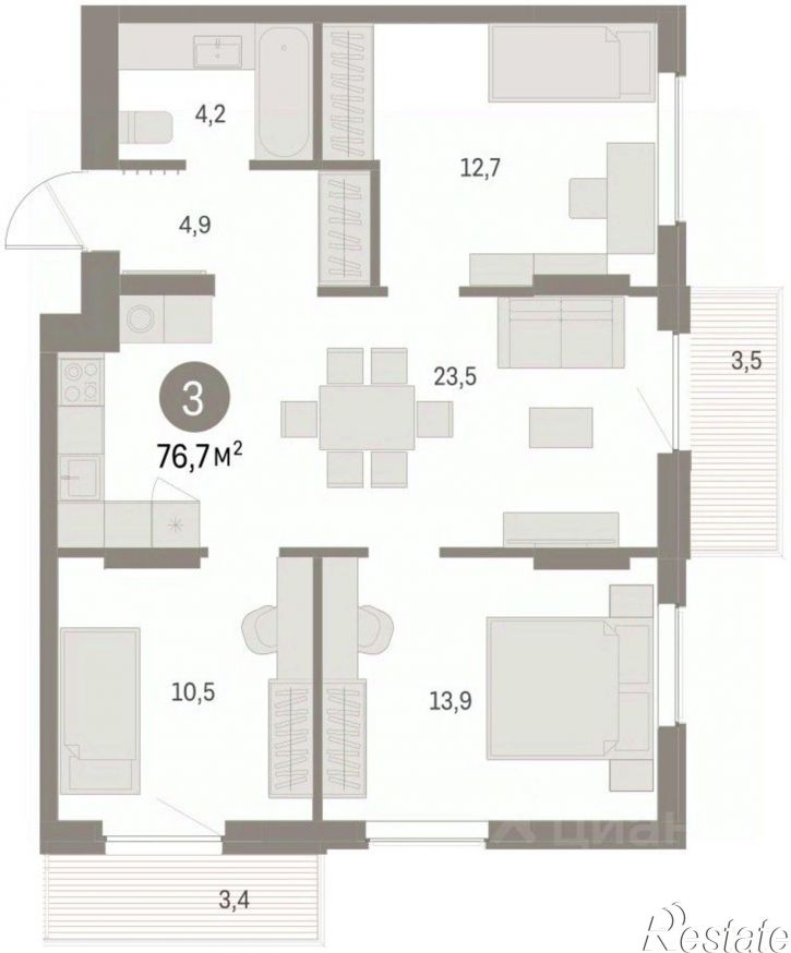 3-комн квартира в новом доме ул Куйбышева, 143,  д. 143
